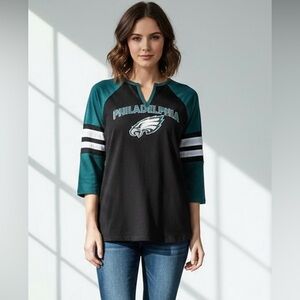 Philadelphia NFL team Fanatics Aquamarin shirt, black long raglan sleeve, 3XL
